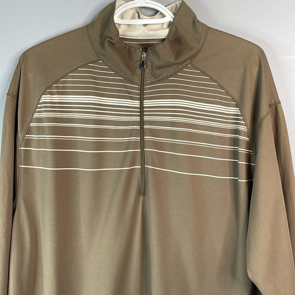 Nike Golf Men’s Fit Dry 1/4 Zip Brown Striped Shirt Brown Cream Striped Size XL - Picture 3 of 12